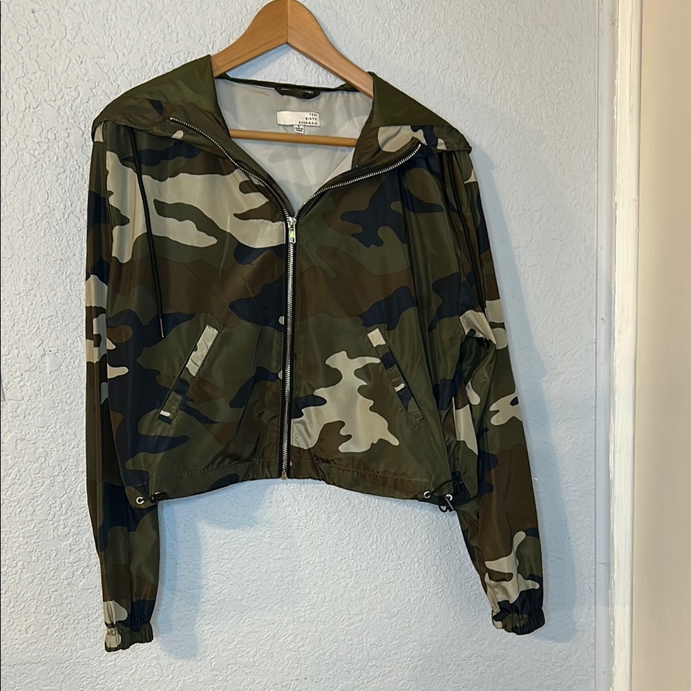 Ten Sixty Sherman Camouflage Bomber Jacket Green Brown